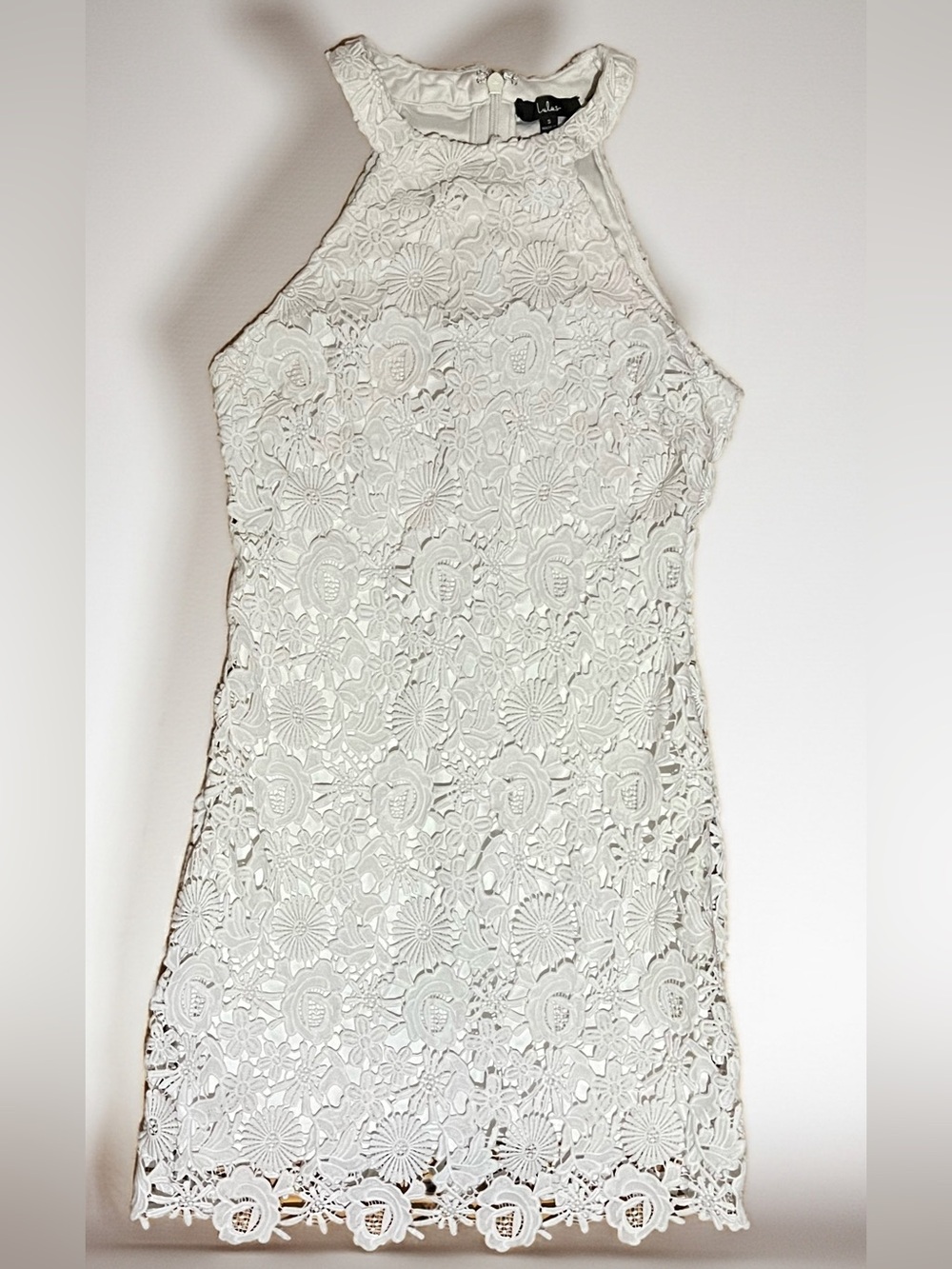 Lulu's White Lace Halter Mini Dress